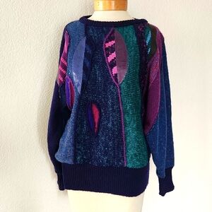 Vintage 1980s Snakeskin/Leather Panel Sweater